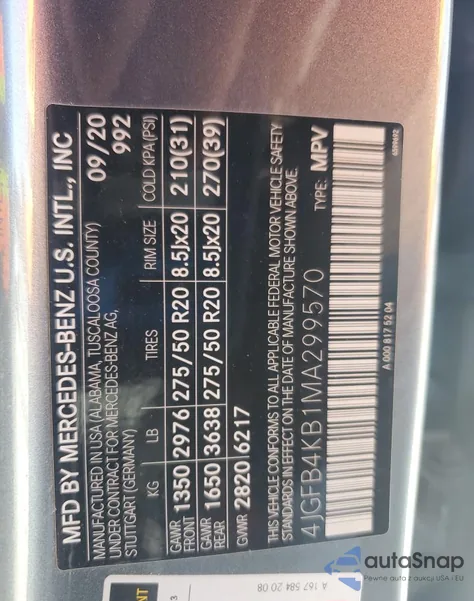 2021 Mercedes-Benz Gle 350 4Matic z USA, uszkodzony, nr VIN 4JGFB4KB1MA299570